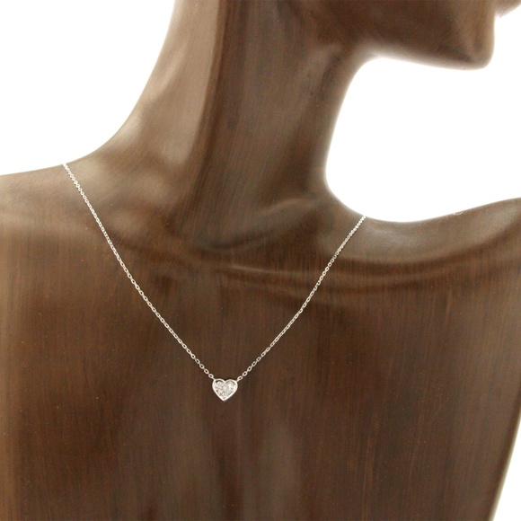 14k White Gold 0.03 Ct Diamonds Heart Necklace